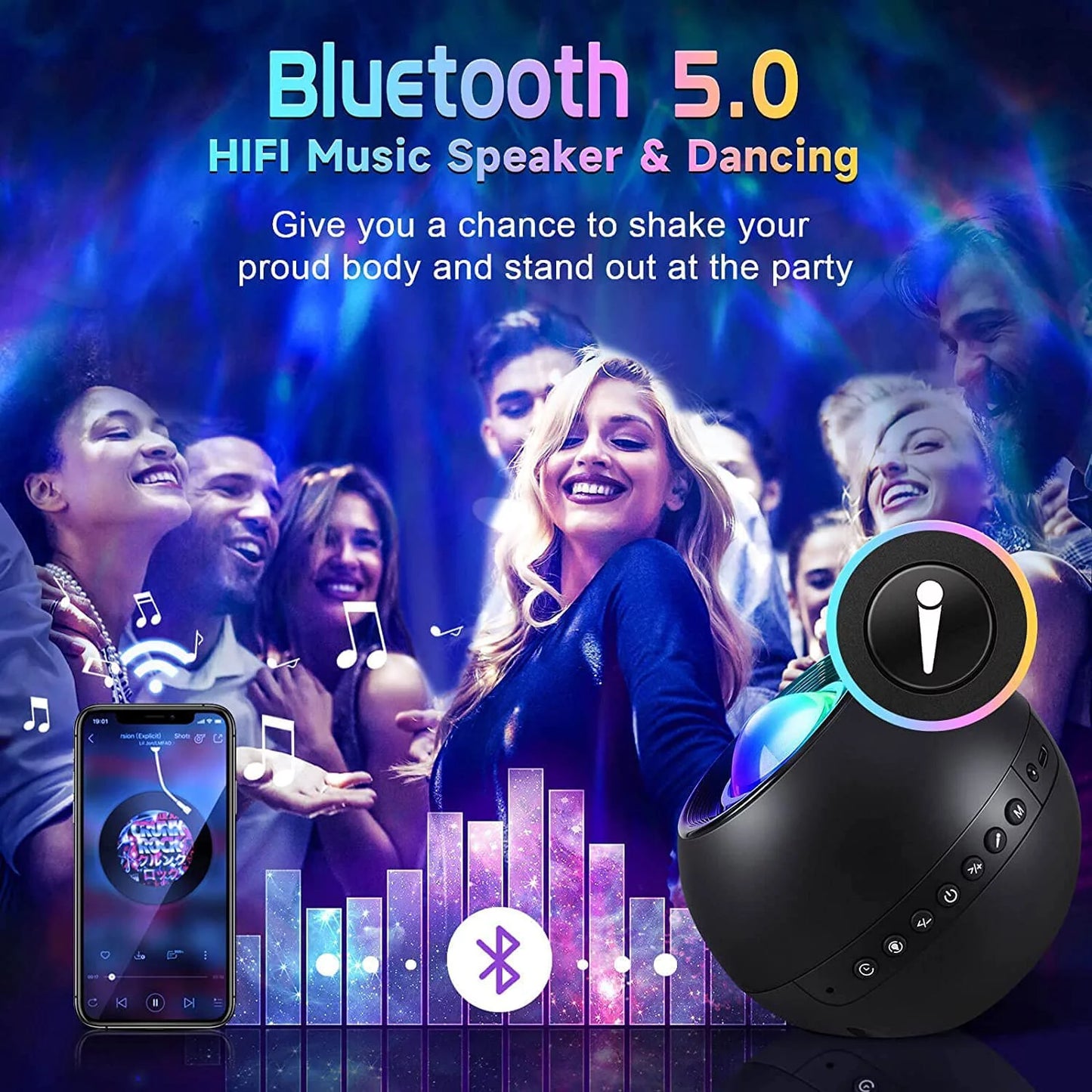 LED Galaxy Projector Galaxy Light With Bluetooth Speaker and Remote
